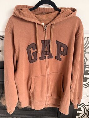 GAP Cozy Full-Zip Hoodie in Dusty Brown